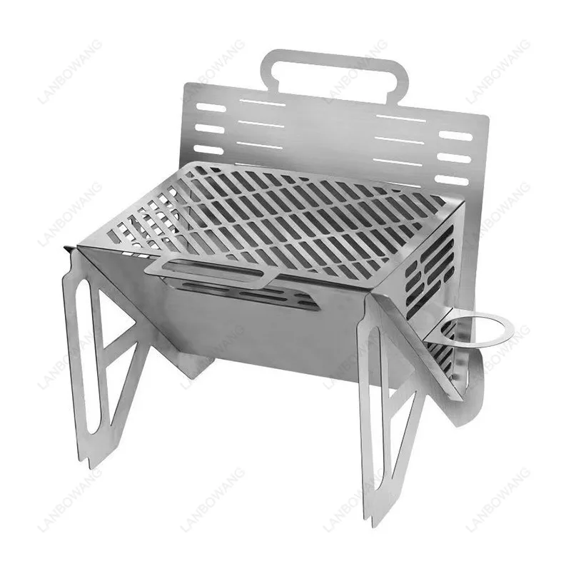 Stainless Steel Outdoor Foldable Thick Barbecue Stove Camping Barbecue Rack Charcoal Carbon Grill Rack Bonfire Stove