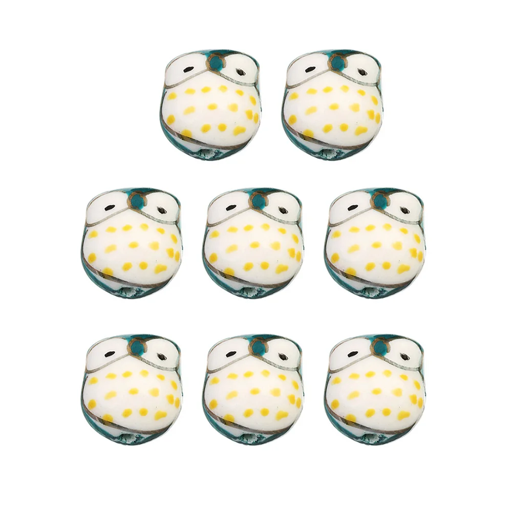 

10Pcs Cartoon Owl Ceramic Beads Army Green Big Hole Durable Smooth Surface for DIY Jewelry Making Craft Projects Loose Beads