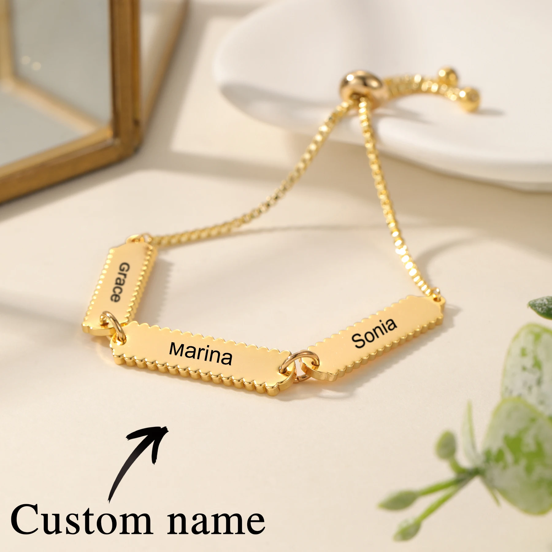 

Custom Engraved Handwritten Bracelet Fine Engraving Effect Adjustable Sliding Clasp Fashionable and Trendy Thin Bracelet