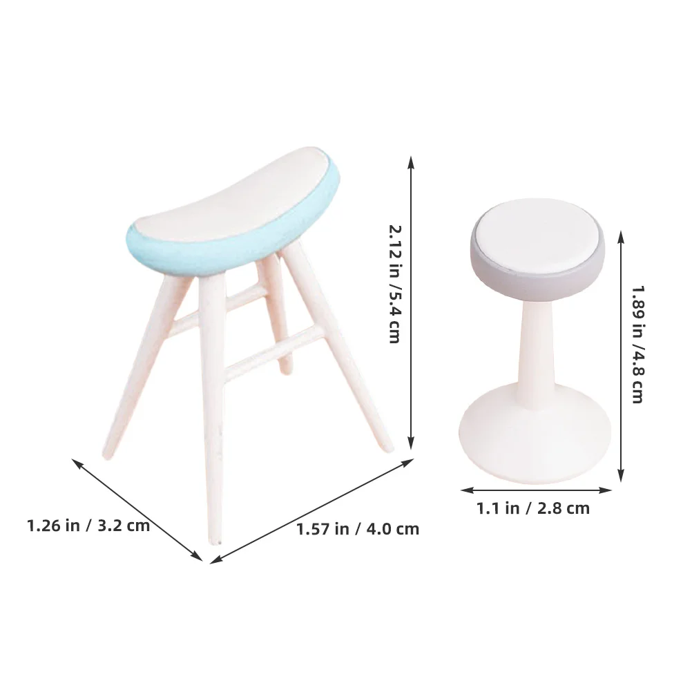 5Pcs Miniature Dollhouse Stool Plastic Chairs for DIY Micro Landscape Scene Furniture Accessories Kids Pretend Play