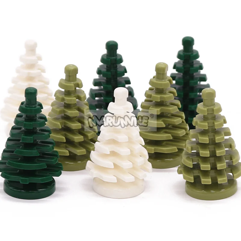 Marumine 10PCS Small Christmas Tree MOC Building Blocks Spruce 2435 Compatible Construction City View Bricks Parts  Stalk Grass