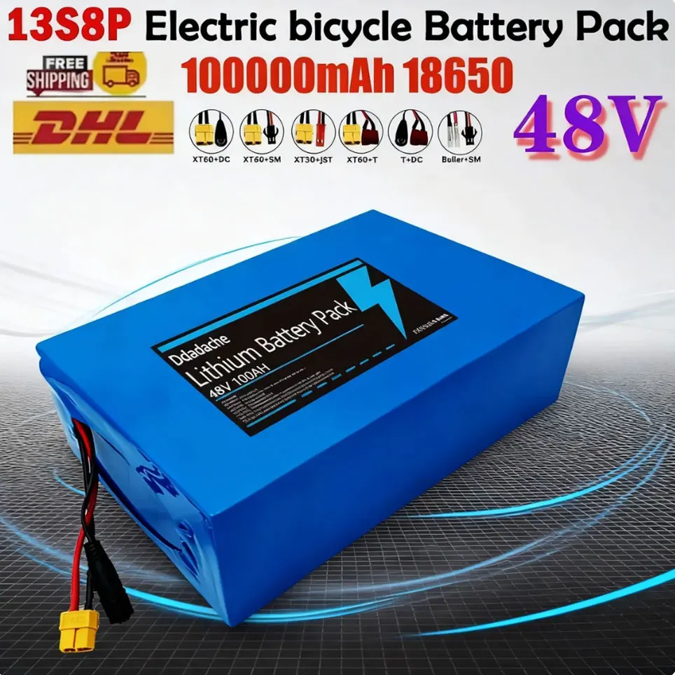 Neuer 48V 40Ah 18650 13S8P Lithium-Akku mit integriertem 50A 2000W Hochleistungs-BMS
