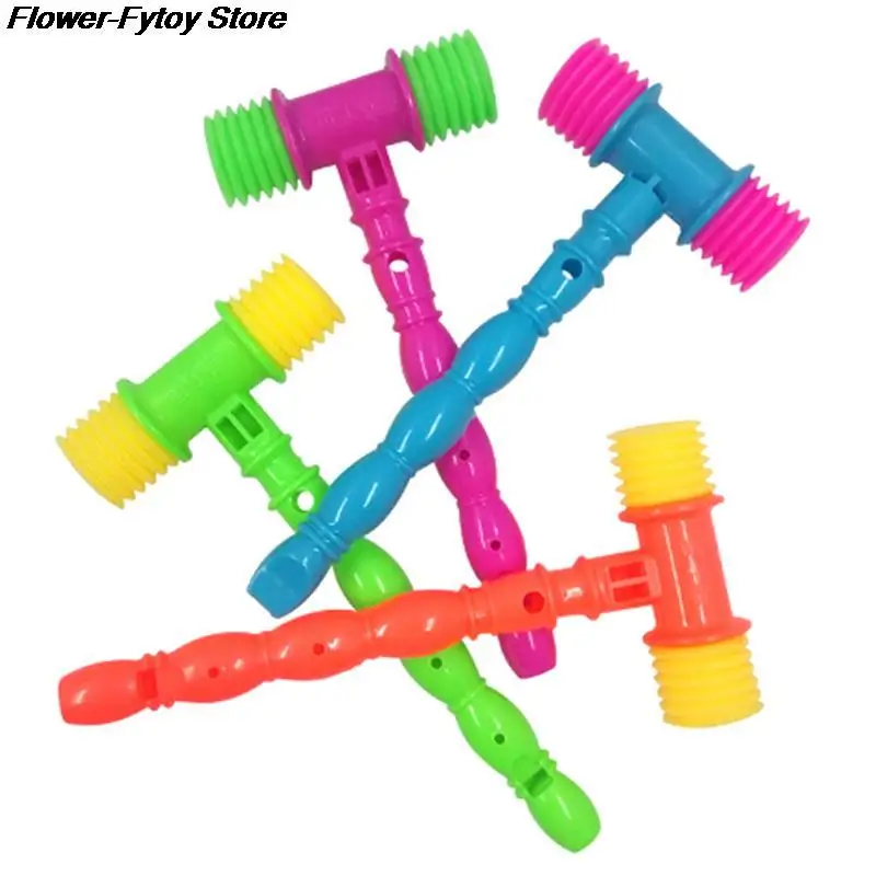 25CM Plastic Durable Handle Hammer Noise Maker Toy Child Built In Whistle Toddler Baby Kids Plastic Noisy Whistle Toy Fun