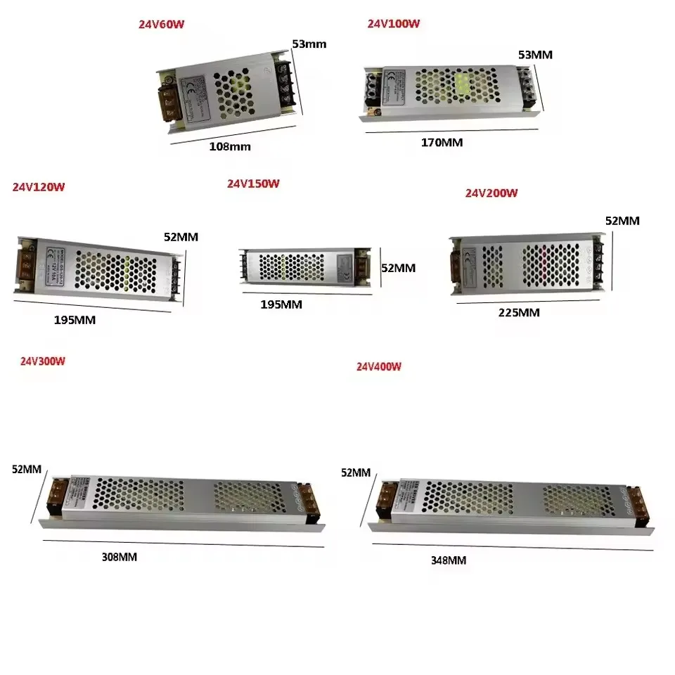 Ultra-Thin LED switch Power Supply DC 12V 24V Lighting Transformers 60W 100W 150W 200W 400W AC180-240V Driver For LED Strips