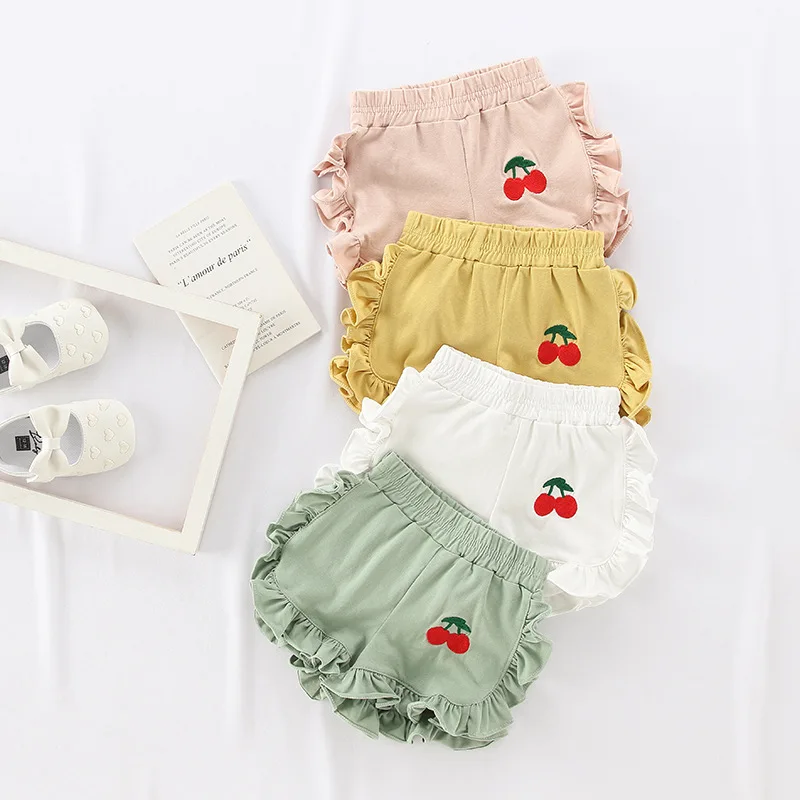 

Children's Clothing 2024Summer New Cherry Children's Pants Baby Trendy Fungus Lace Girls' Shorts Wholesale-MR