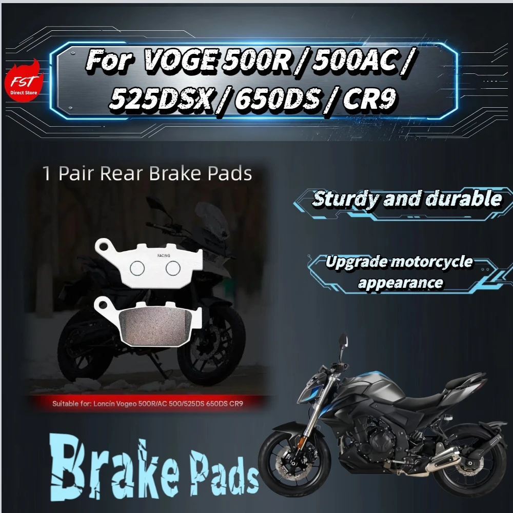 For VOGE 500R/500AC/525DS/650DS/CR9 Carbon‑Copper Based Brake Pads, Low‑Dust Stable Friction Disc Brake Pads Mod Accessories