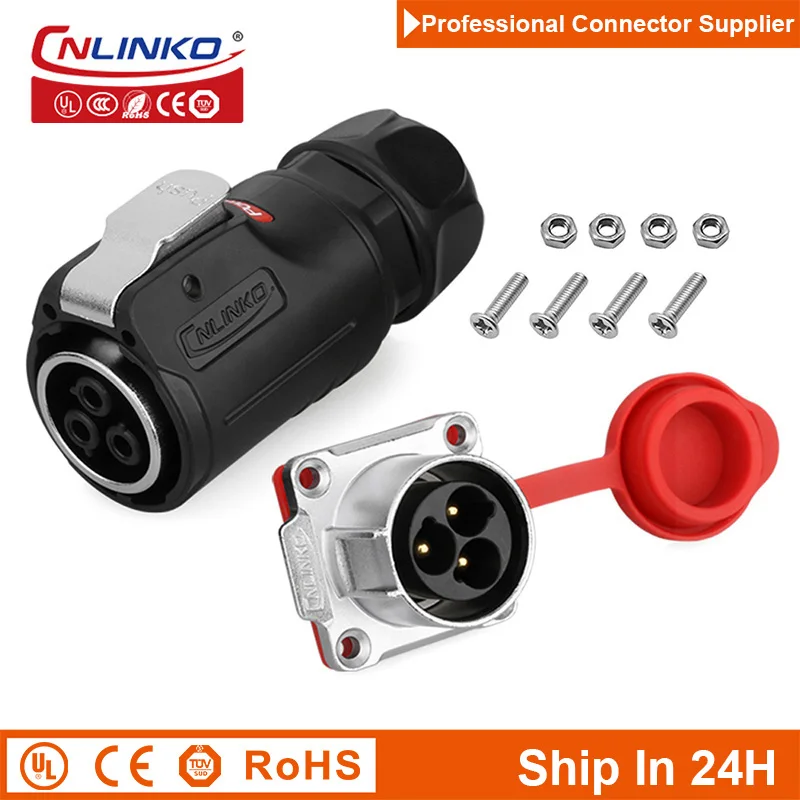 Cnlinko LP24 3Pin 25A M24 havacılık su geçirmez güç konektörü priz radyo ses görsel Video tıbbi LED İha sanayi