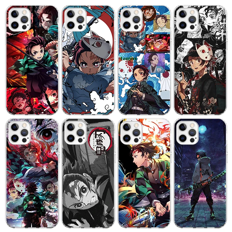 Demon Slayer Tanjiro Phone Case for Apple iPhone 16 15 14 Plus 13 12 Mini 11 Pro Max X XR XS 7 + 7G 8G SE 2020 Soft Cover