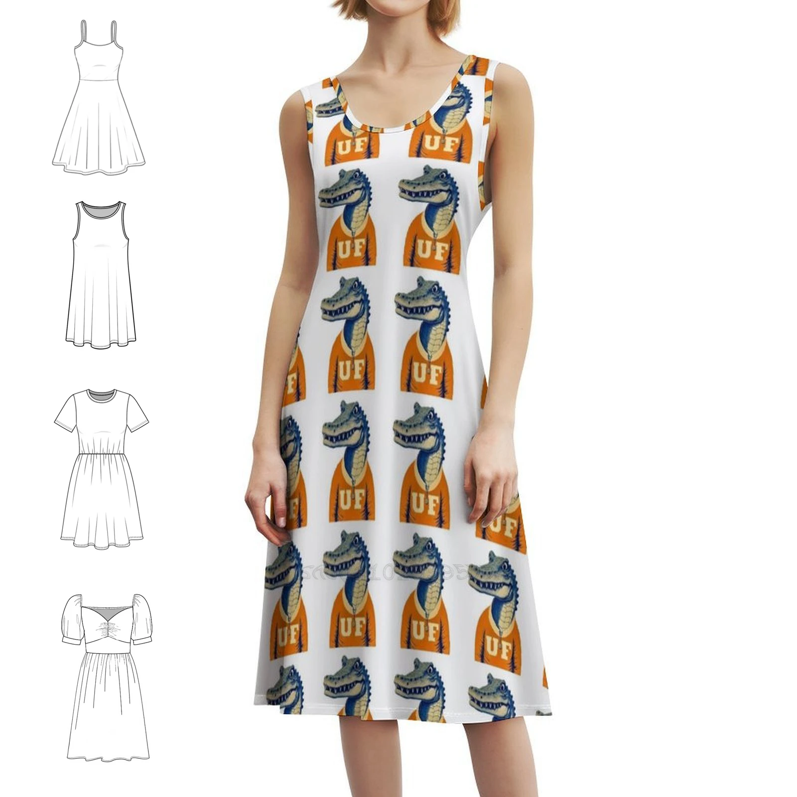 

Богемное платье без рукавов в стиле ретро Uf Gator для женщин, пляжные вечерние платья с принтом, женская одежда Uf Florida