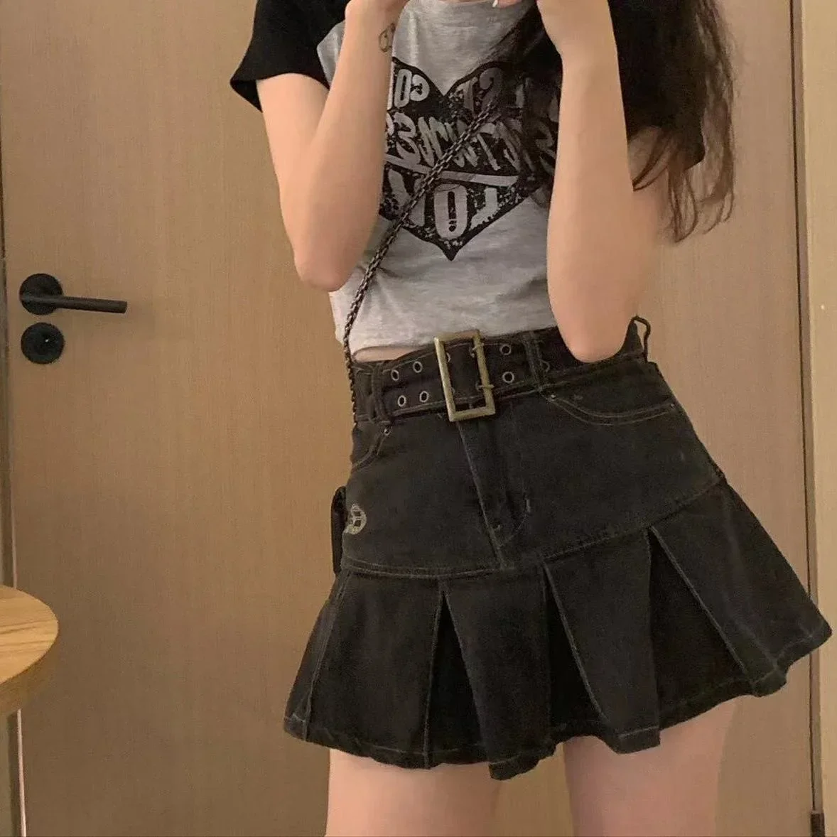 Retro Embroidered Denim 2023 Summer Versatile High Waist Slim A-line Pleated Short Skirt Ins clothes 2023 faldas y2k women skirt