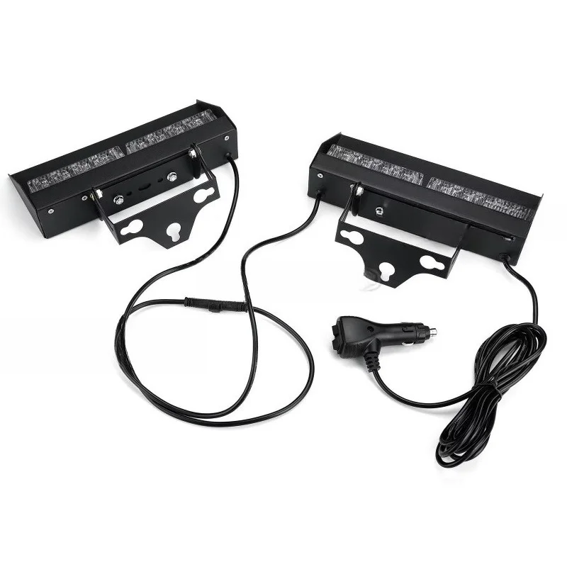 2Pcs 10-30v Amber White Flash Emergency Strobe Light 27 Mode Inner Windshield Light with Truck Suction Cup