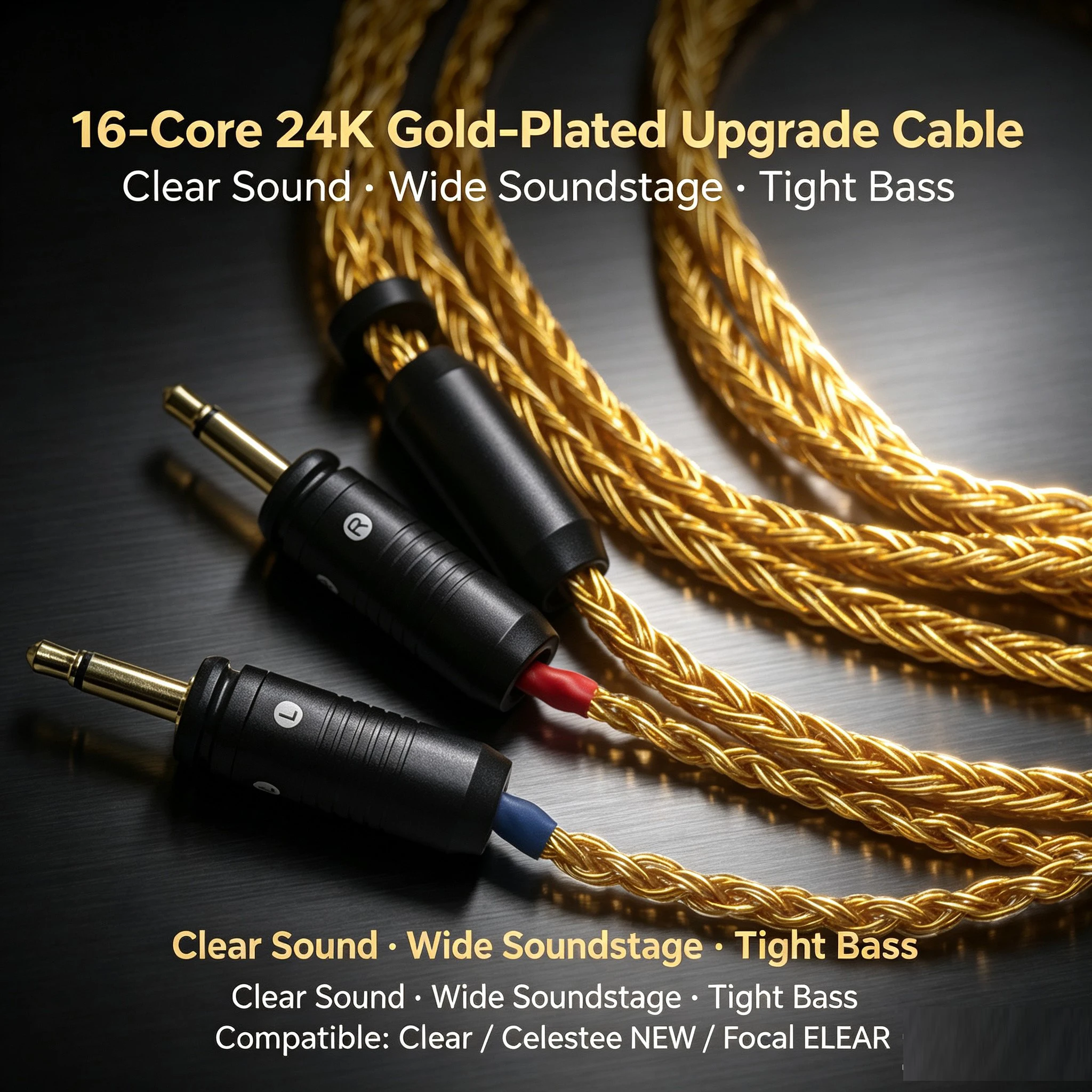16 Core OCC 24K Gold-plating 2.5 4.4mm/4pin XLR Clear Celestee NEW Focal ELEAR Headset French Utopia Upgrade Headphone Cable