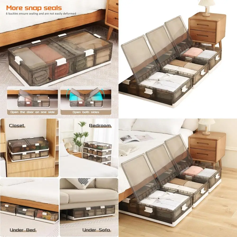 

Складные пластиковые контейнеры для хранения на колесиках для одежды, обуви и одеял — идеально подходят для организации пространства в спальне и общежитии