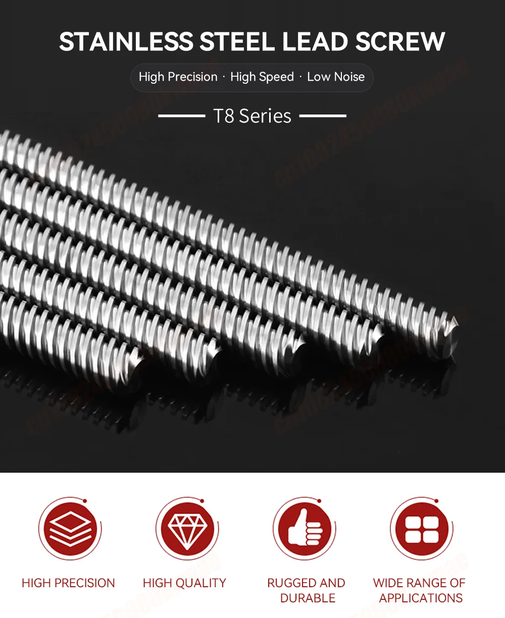 T8-Leitspindel mit Messingmutter, Außendurchmesser 8 mm, Steigung 2 mm/Steigung, 8 mm Steigung, 2 mm Länge, 100–500 mm, T8-Leitspindel-Reprap, 3D-Drucker-Teile – Detail 1