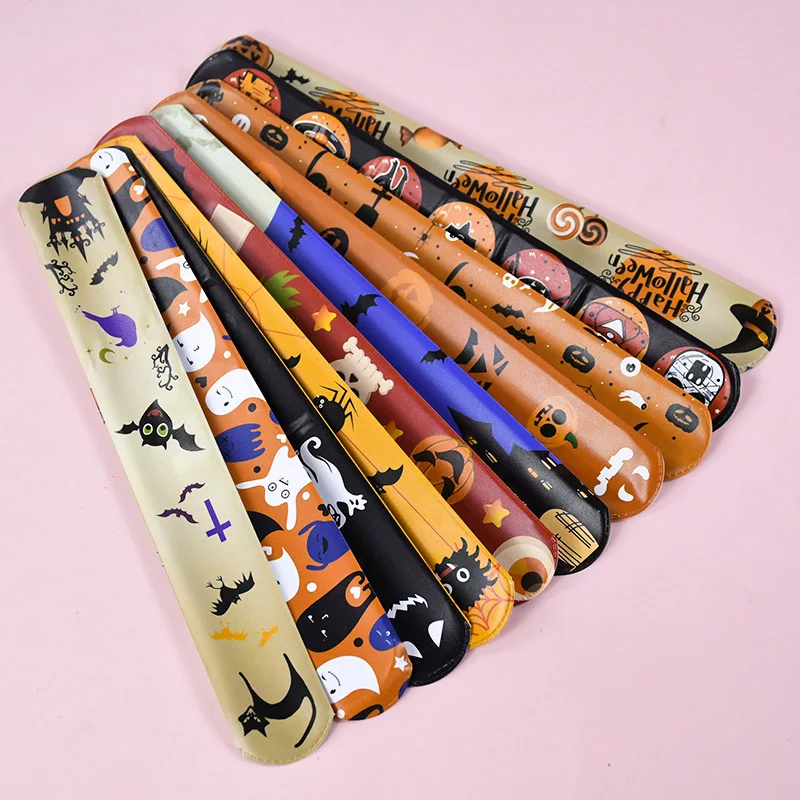 40pcs/set Halloween Kids Toy Bracelets Ghost Pumpkin Wristband Hairclip Rubber Ring Halloween Birthday Party Gifts Pinata Filler