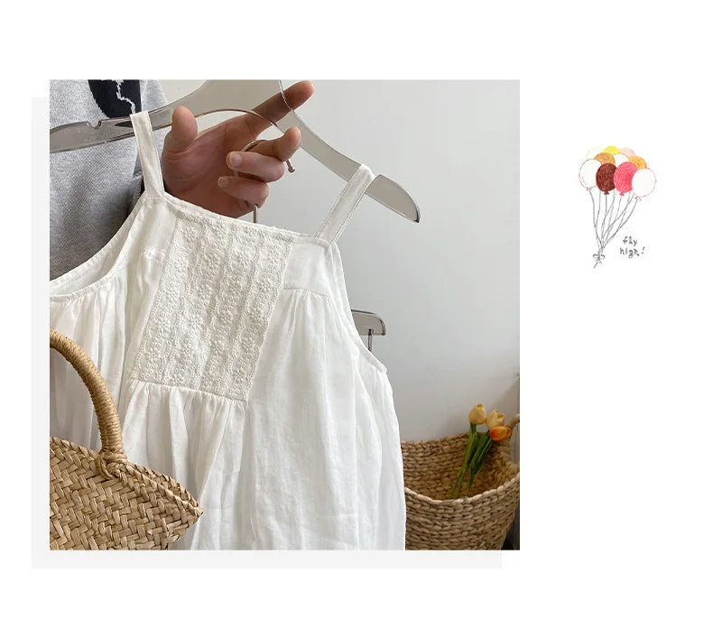 Baby Girl Dress Girls White Dress 2024 Summer Korean Baby Girls Sleeveless Slip Dress Western Style Children Princess Dresses image 4