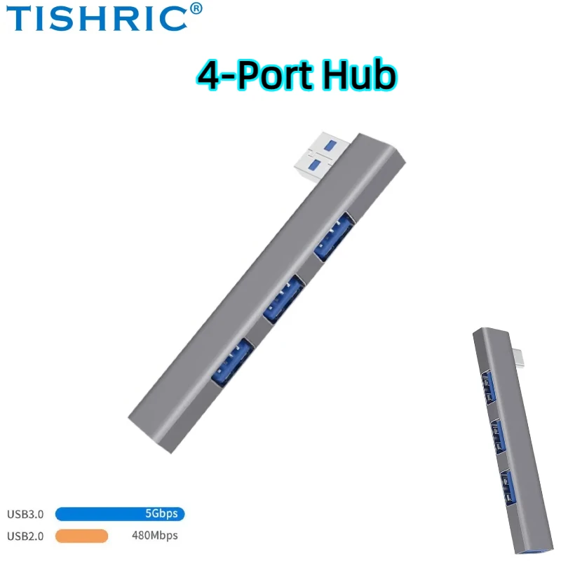 

TISHRIC 4-port Hub USB 3.0 Side Plug-in 4-in-1 Docking Station USB Type C Splitter OTG Extender Docking Station Computer Univers