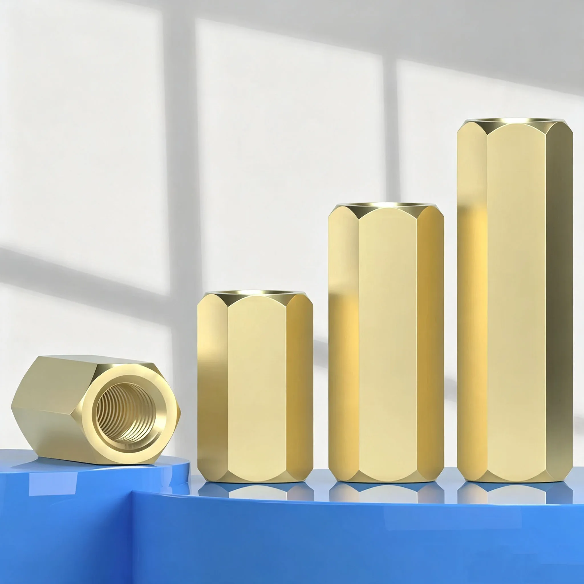 Thickened Brass Hex Joint Nut 5/16 Inch UNC UNF Long Thread Connecting Coupling Nut Mechanical Hardware Fittings