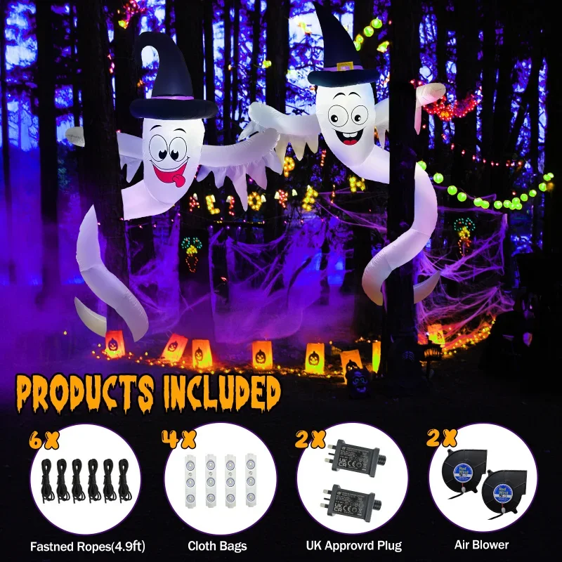 Halloween decorative garden ornament luminous with LED lights ghost holding tree air mold