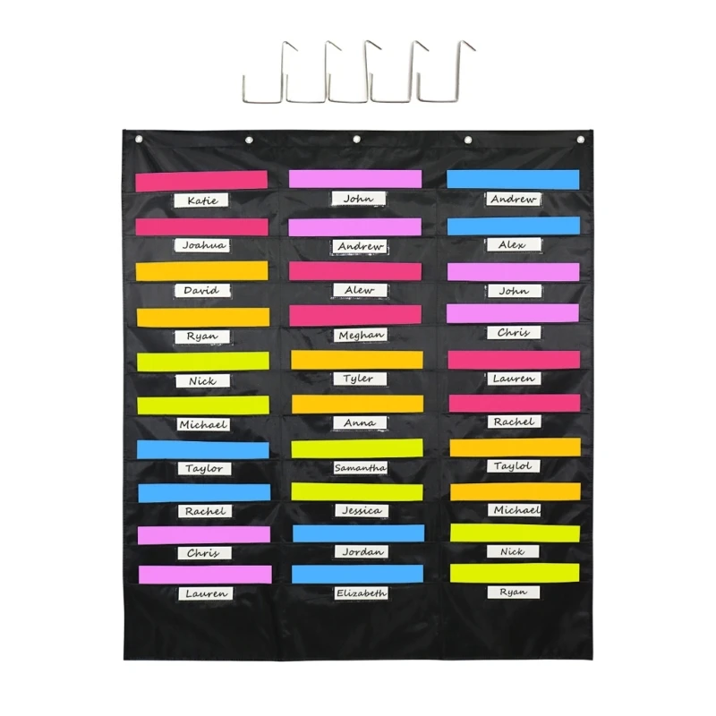 F3MA Grafico tascabile per montaggio a parete 30 tasche 5 Appendiabiti per porta, organizer per forniture per ufficio