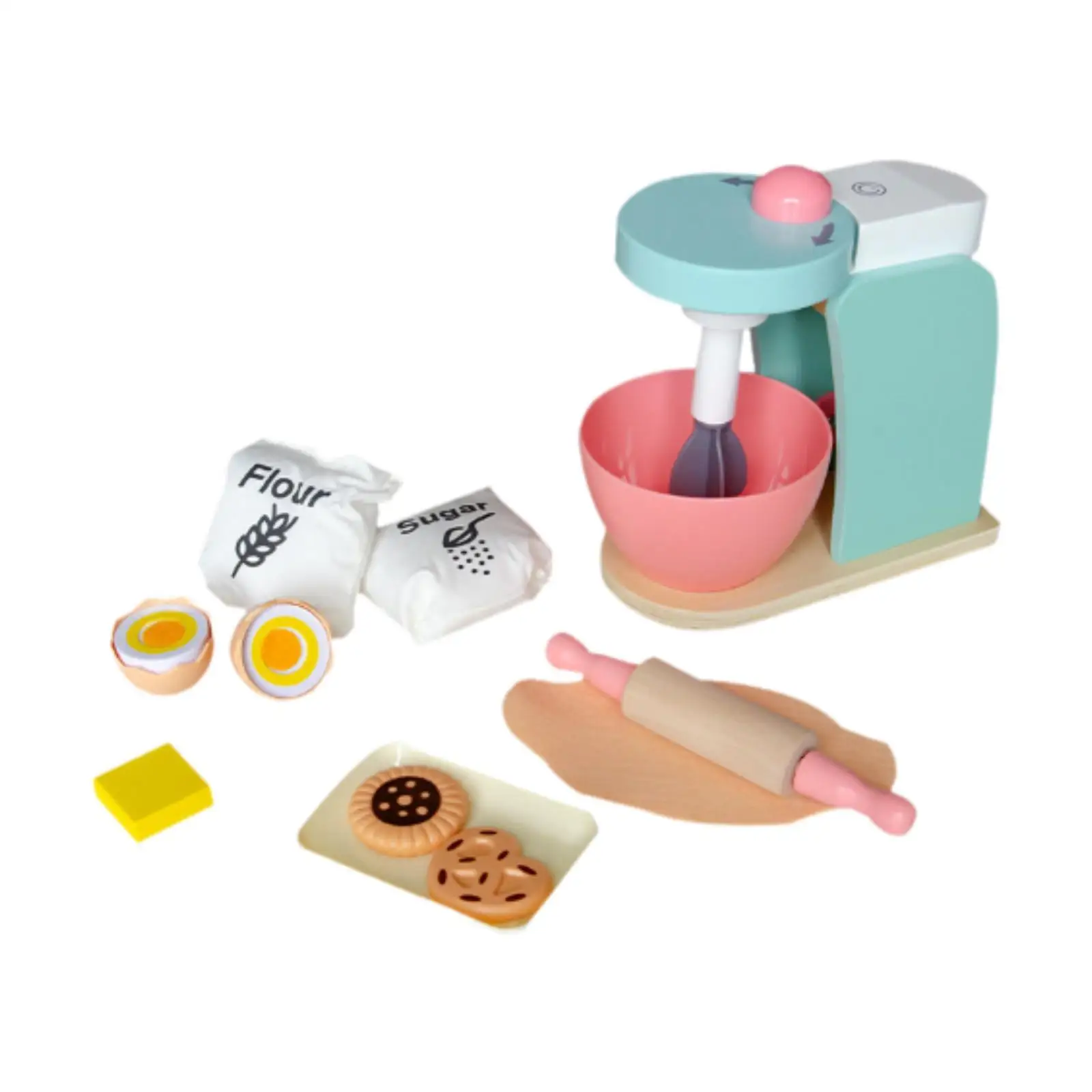 Houten mixerset Keukenspeelgoed Rollenspel Onderwijs Keuken Speelset Speelvoedsel Keukenaccessoires voor kinderen, meisjes en jongens