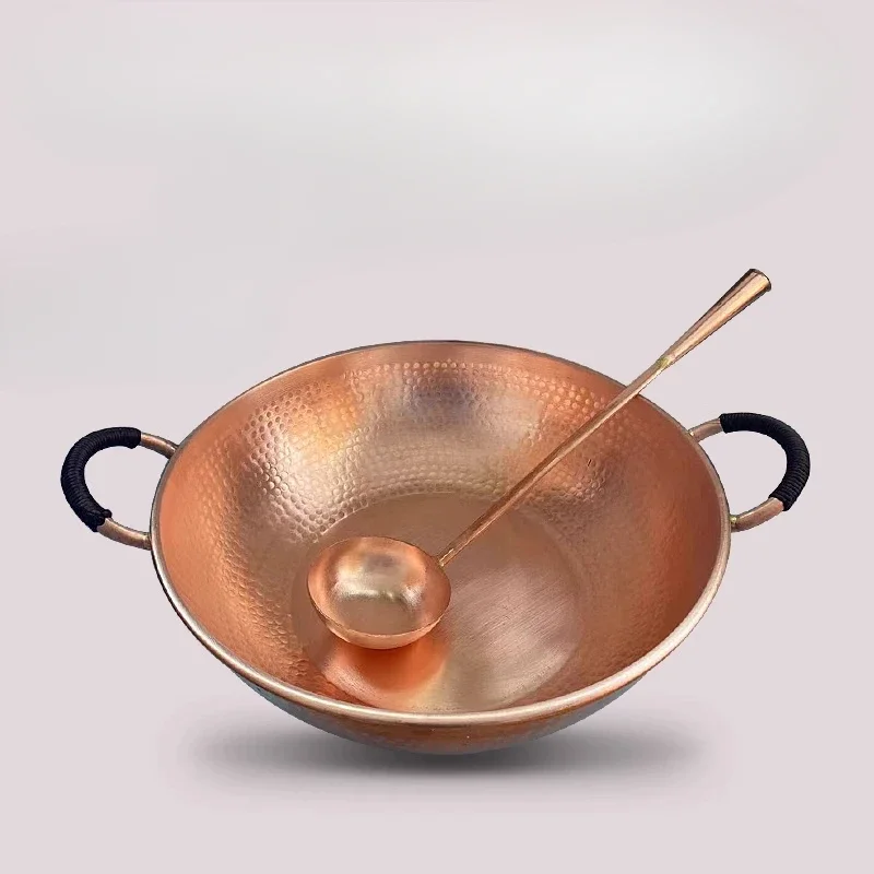Artisan Hammered Copper Hot Pot Universal Heat Retention Cookware for All Stove Types Practical Soup Pot
