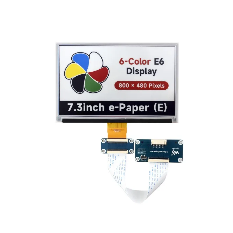 Imagem -04 - E-paper Display800x480 Pixels E-ink Display Comunicação Spi Opcional para E-paper Driver Hat 73 Waveshare6-color