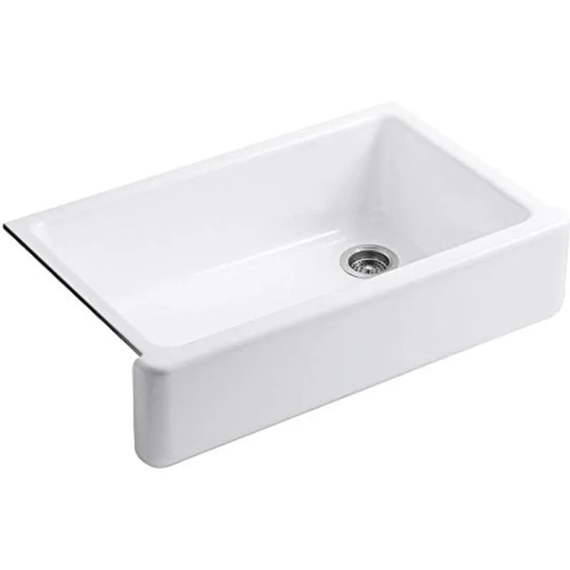 Undermount Single-Bowl Farmhouse Sink Tall and Durable Cast Iron Construction Is Resistant To Chipping Scratching and Staining