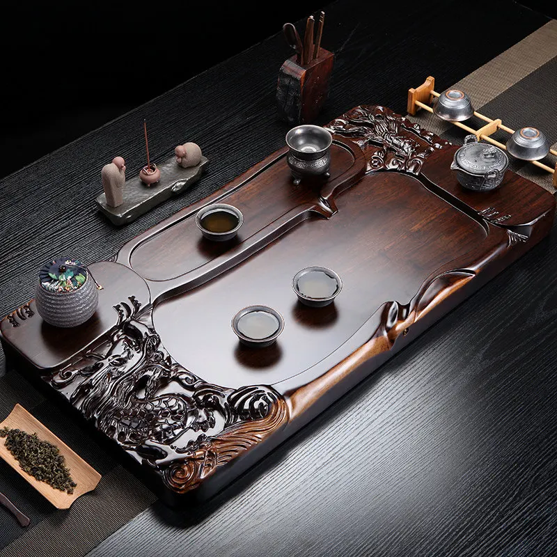 

Drainage Wooden Tea Tray Luxury Office Valet Chinese Kitchen Rectangle Long Tea Tray Living Room Bandejas Home Decorationgs