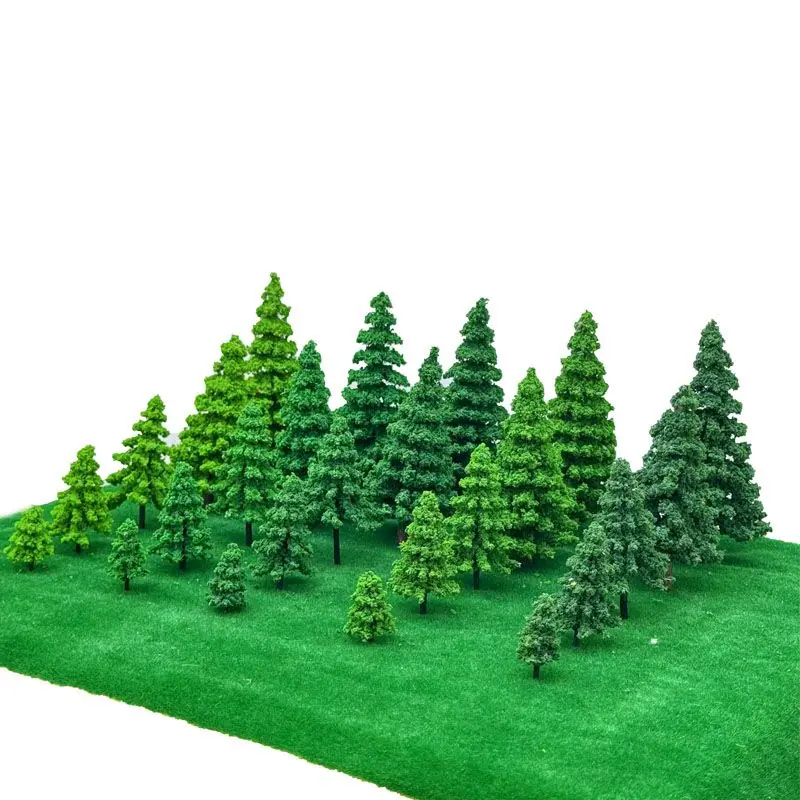 20pcs/bag Miniature pine tree model tree set 4-12 cm sand table platform scenery decoration model train railway layout