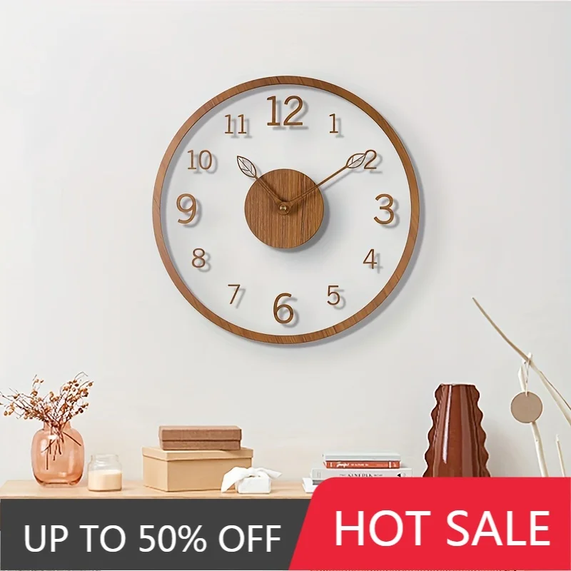 Transparent Minimalist Floating Clock Leaf Pointer Hanging Watch Silent Clock Home Decor Items Wall Watch Living Room Supplies