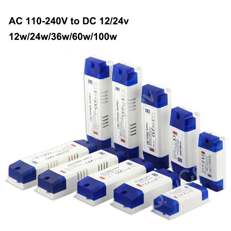 

12W 24W 36W 60W 100W LED strip lighting Driver Transformer AC 110-240V to DC 12V 24V 1 2A 3A 5A Switching Power Supply adapter R