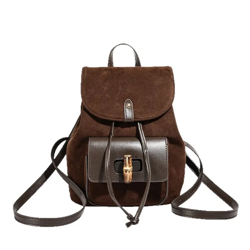 

Vintage Faux suede Women Backpack Small Designer Female Backbags Ladies Shoulder Bag for Girls bagpack bolsas Daypack