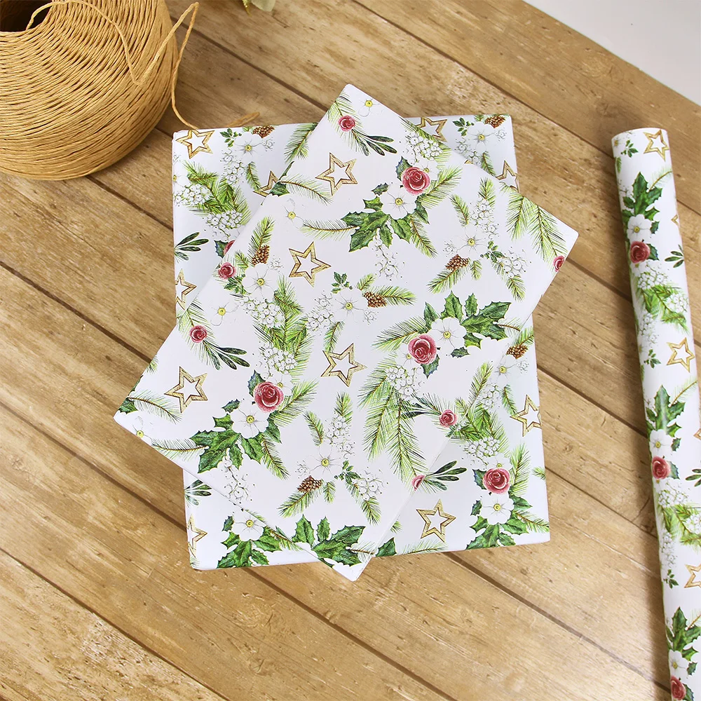 1 لفة من ورق تغليف عيد الميلاد - لفة صغيرة - 17 بوصة × 118 بوصة لفة ورق تغليف الهدايا لعيد الميلاد وحفلات أعياد الميلاد وديكو التخرج