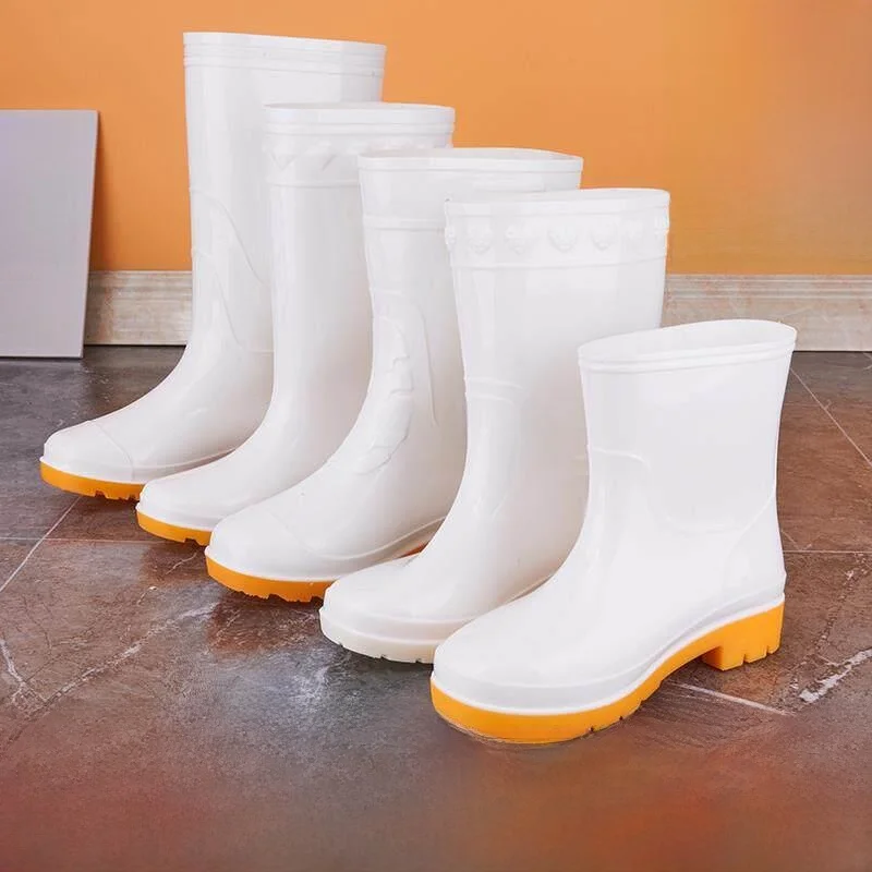

White Rain Boots Food Industry Work Shoes Anti-Slip Chef Hygienic Boots Oil Resistant Acid And Alkali Resistant Safety Shoes
