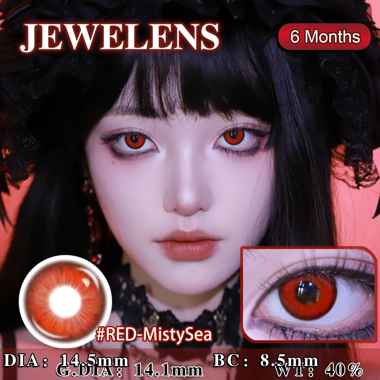 JeweLens 1 Paar Cosplay Myopie Farbkontaktlinsen Anime Schüler 6 Monate 1 Paar Halloween Niedlich 14,5 mm Softlens – Detail 3
