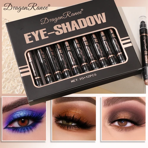 Imagen 2 del producto Juego de lápices de sombra de ojos de 12 piezas, brillo fino nacarado, sombra de ojos delicada y sedosa sin manchas, modificación de ojos, Ma de larga duración