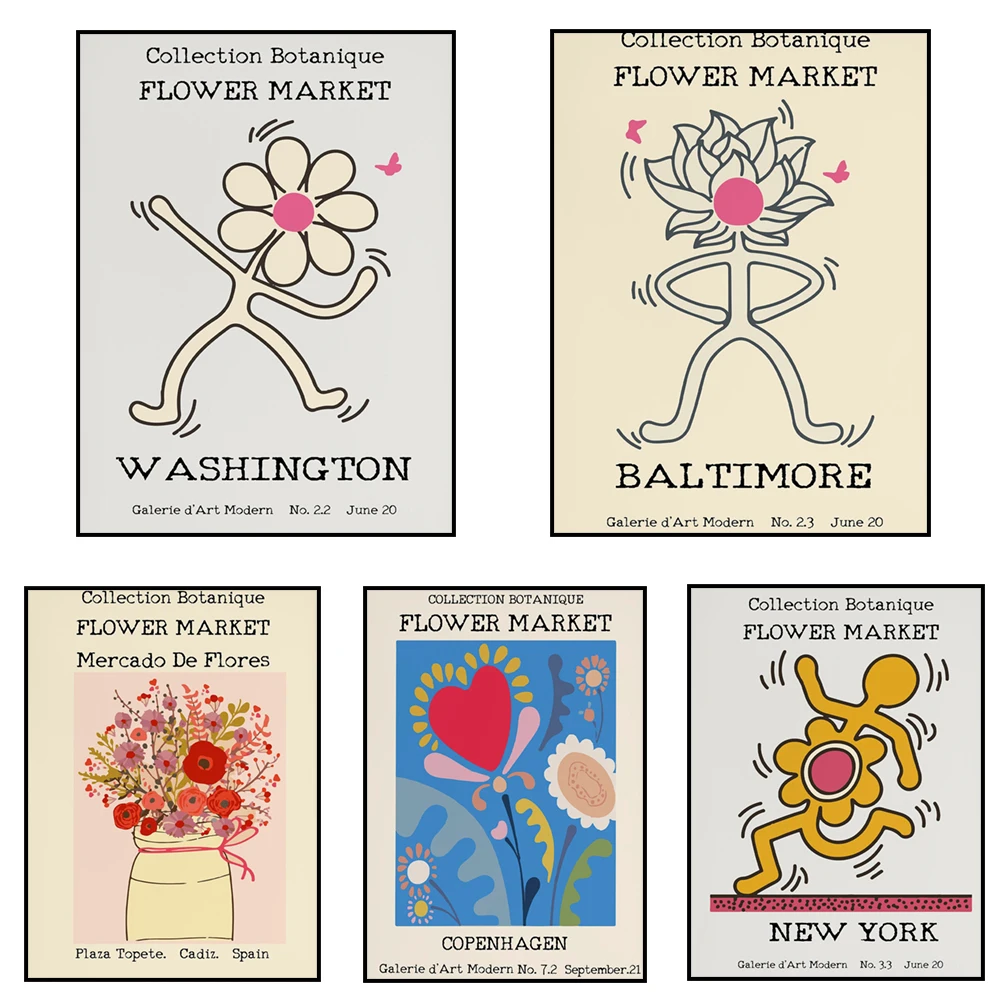 Flower market poster, Vienna, Austria, Sydney, Paris, Tokyo, Washington, New York, flower market flower shop poster boho wall ar