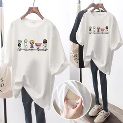 Maternity Nursing Clothes Summer Short Sleeve Nursing T-shirt Fashion Print Maternal Woman Breastfeeding Top Pregnancy Clothes