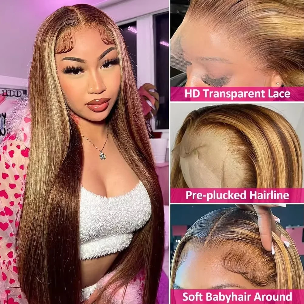 SoGreat straight hd lace frontal wig 13x6 highlight wig 13x4 lace frontal blonde wig bone straight human hair wigs Brazilian image 4