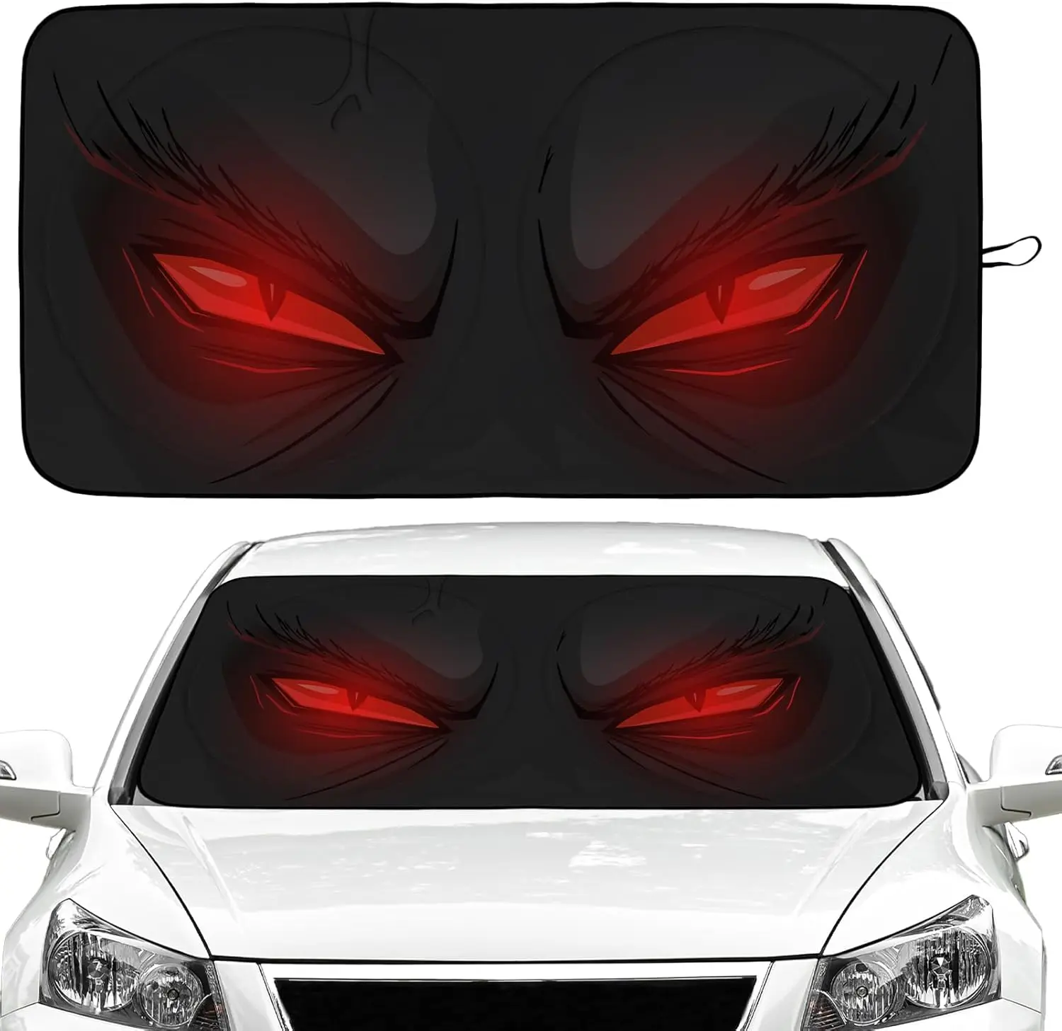 

Red Eyes Car Windshield Sun Shade Foldable Sunshade Front Window Cover Sun Visor Protector Accessories for Truck SUV (59x27.5 in