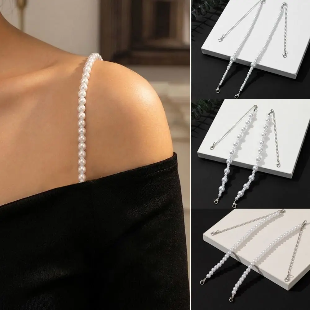 1Pair Unique Pearl Underwear Straps Replacement Removable Bra Straps Adjustable Shoulder Belts for Women Girls