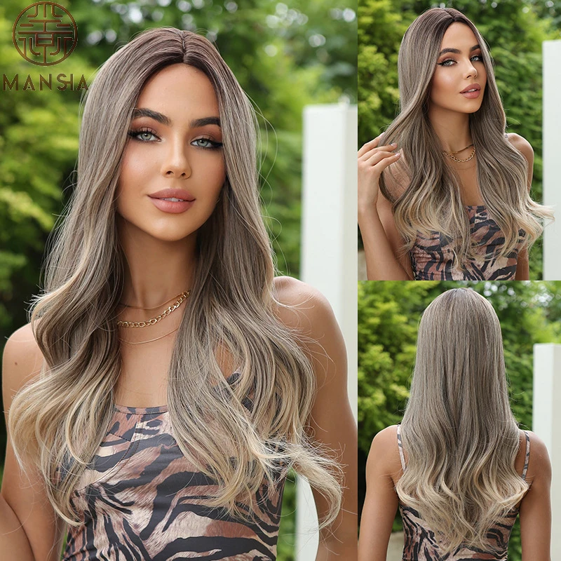 New women's fashion gray wig with gradient micro-curls made of high-temperature synthetic fiber