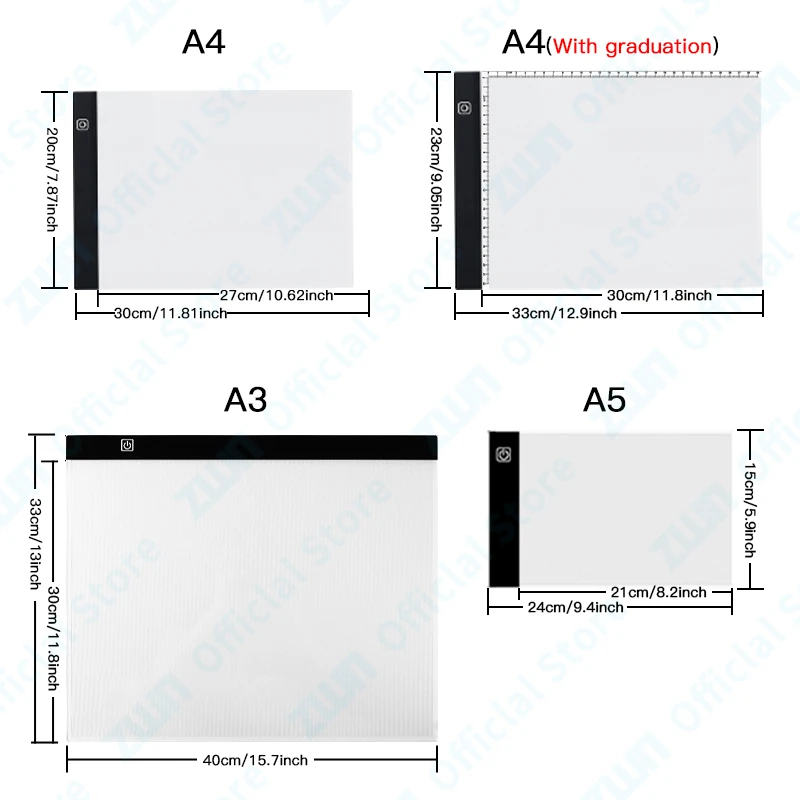 A3/A4/A5 3 niveaux de gradation avec échelle LED dessin copie conseil enfants pour jouets peinture éducation enfants croissance créative enfants cadeaux