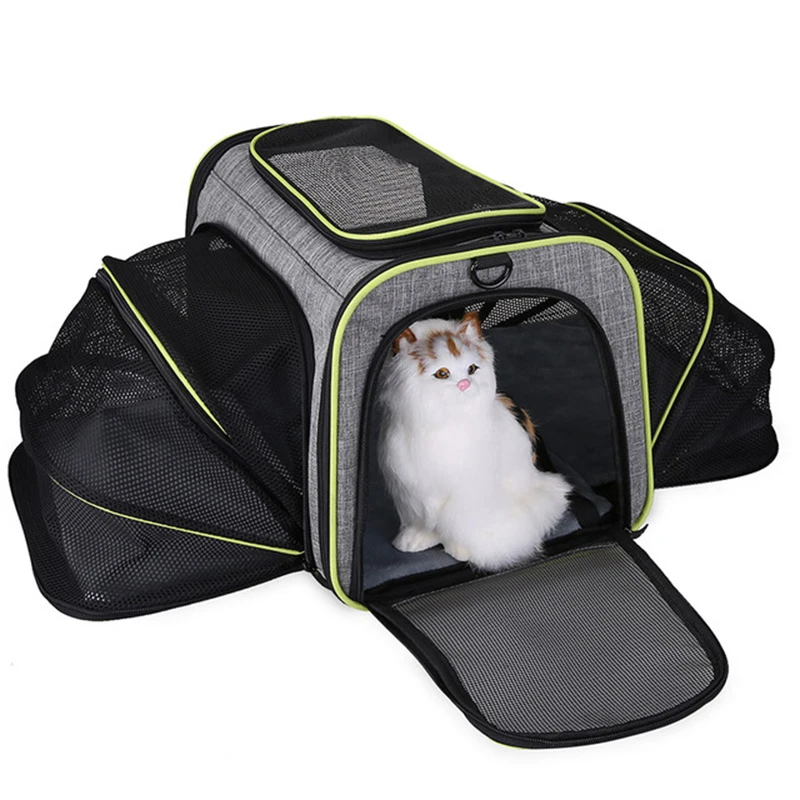 

Portable Pet Carrier Bag Breathable Dog Backpack With Mesh Window Outdoor Travel Expandable Pet Cats Handbag Fold Safety Zippers