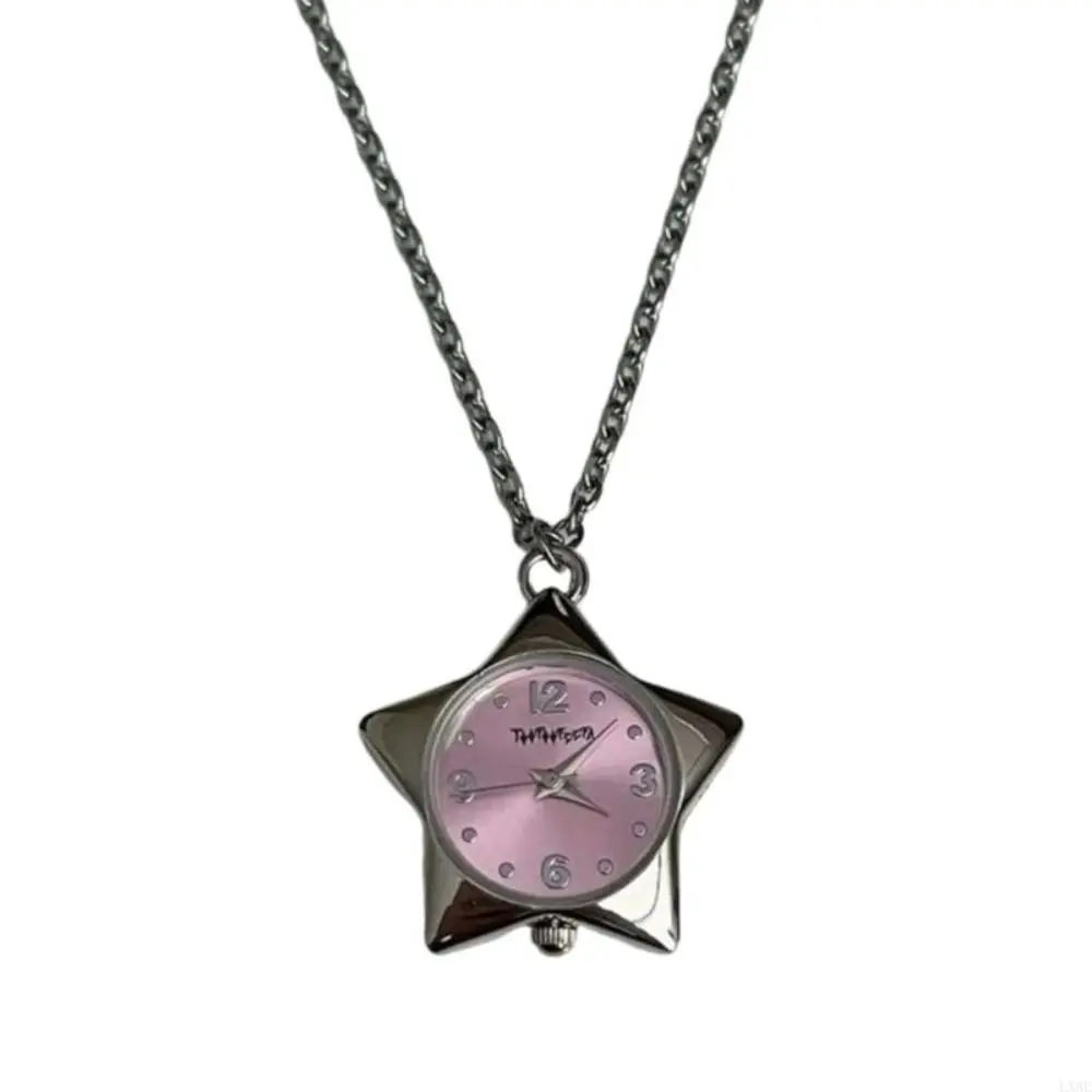 Heart-shaped Star Pocket Necklace Zinc Alloy Flexible Length Y2K Necklace Vintage Bag Charms Clock Pendant Casual Outfits