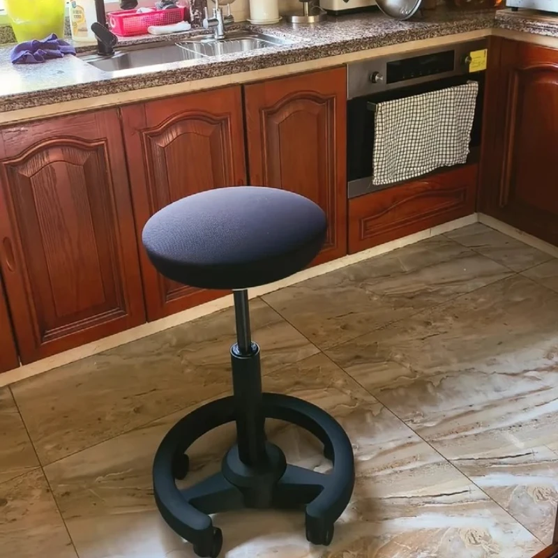  مقعد بار قابل للتعديل - مقعد مطبخ دوار بعجلات، ارتفاع قابل للتعديل للمنزل والصالون والمكتب، كرسي طعام مستدير #6