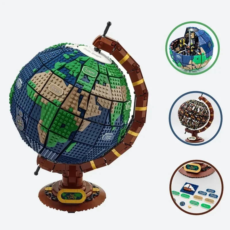 New product 2585PCS creative globe map model building block technology MOC building block creative assembly children's toy birth