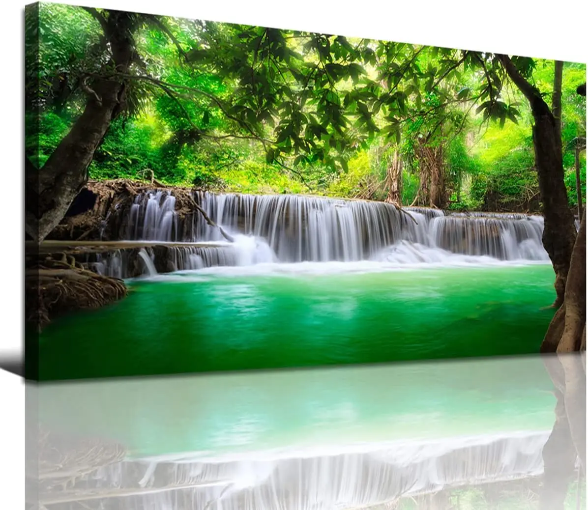 

Настенное искусство на холсте с пейзажем водопада и дерева, картина в рамке 50x100 см для декора гостиной, водонепроницаемая, готовая к повестке