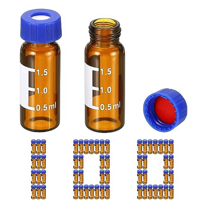 

100 упаковок, флакон с автосвиплер, 2 мл, флаконы HPLC/GC, 9-425, лабораторные янтарные флаконы, флакон для образцов, завинчивающаяся крышка, пластырь для письма, коричневый